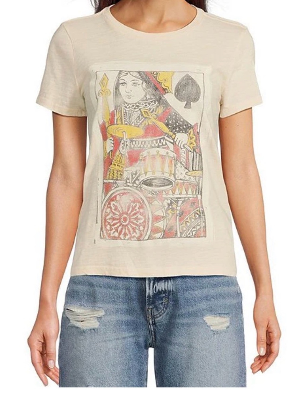 Lucky Brand Graphic Queen of Spades Cream Short Sleeve Tee
